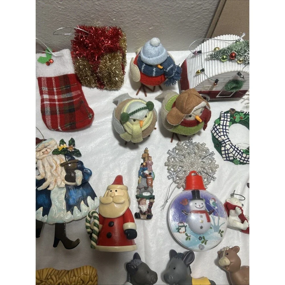Vintage Christmas Ornament Lot Mixed Tree Holiday Decor Gnomes Nativity